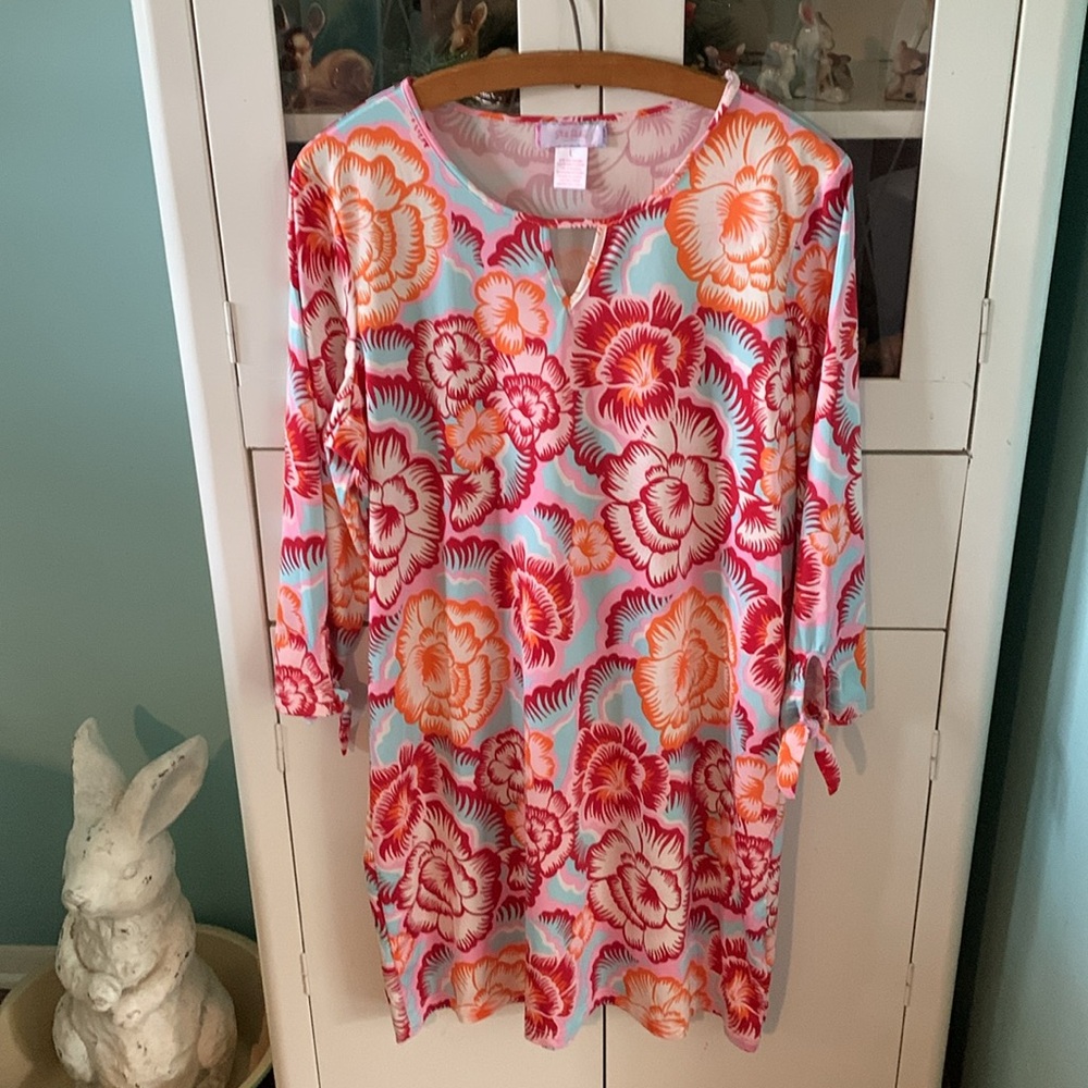 Stella Parker sz L swim dress cover up euc floral